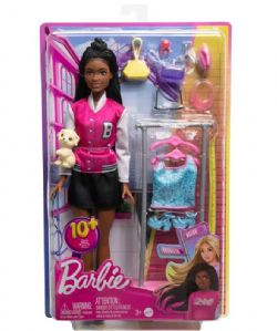 BARBIE -BROOKLYN -COFFRET DE JEU -POUPÉE COIFFEUSE ET 14 ACCESSOIRES